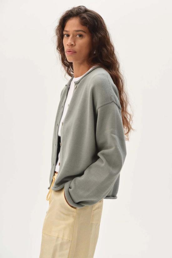  도니 가디건 . 면 니트 롤 - DONNI.