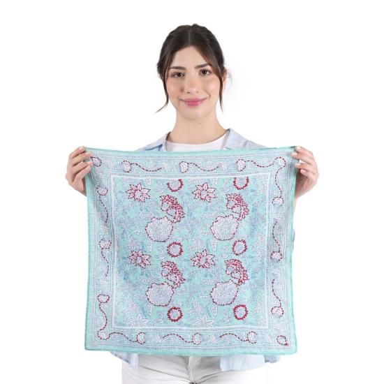  비스마야 머플러/스카프 블룸밍 피오니 반다나 라이트 그린 - VISMAYA