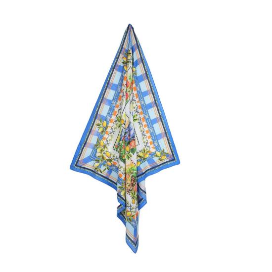  비스마야 머플러/스카프 카프리 엽서 모양 정사각형 스카프 (블루) - VISMAYA