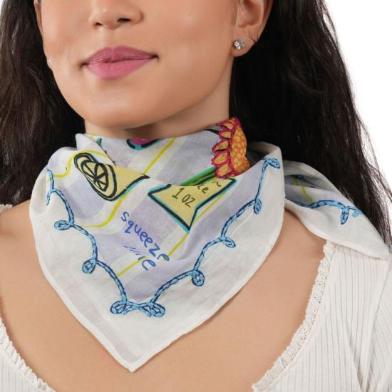  비스마야 머플러/스카프 Vismaya Sunset Sip 코튼 반다나 아이보리 - VISMAYA