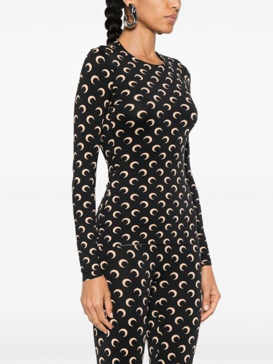 26SS 마린세르 크레센트 문 프린트 긴팔 티셔츠 WTS006A CJER0001IT99 Black - MARINE SERRE