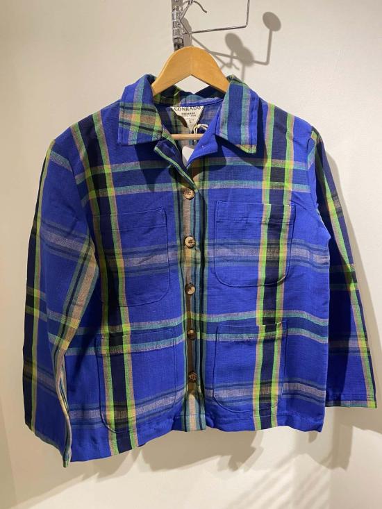  콘라도 자켓 폴리나 체크무늬 우븐 재킷 블루 체크무늬