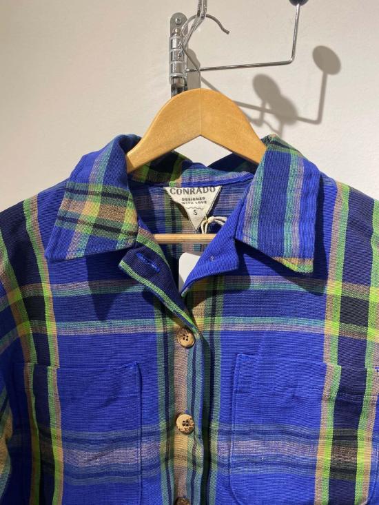  콘라도 자켓 폴리나 체크무늬 우븐 재킷 블루 체크무늬 - CONRADO