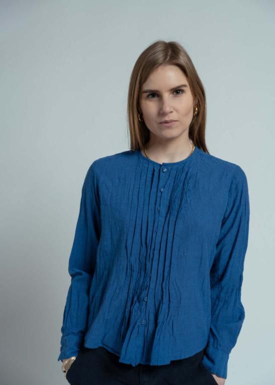  파드칼레 블라우스 파스드칼레 오가닉 코튼 샴브레이  네이비