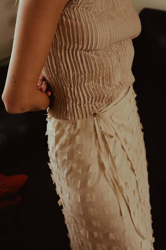  아쥬르 롱 스커트 아주르 무가 실크 오프컷 랩 - AZUR