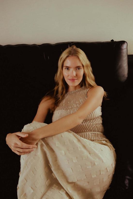  아쥬르 롱 스커트 아주르 무가 실크 오프컷 랩 - AZUR