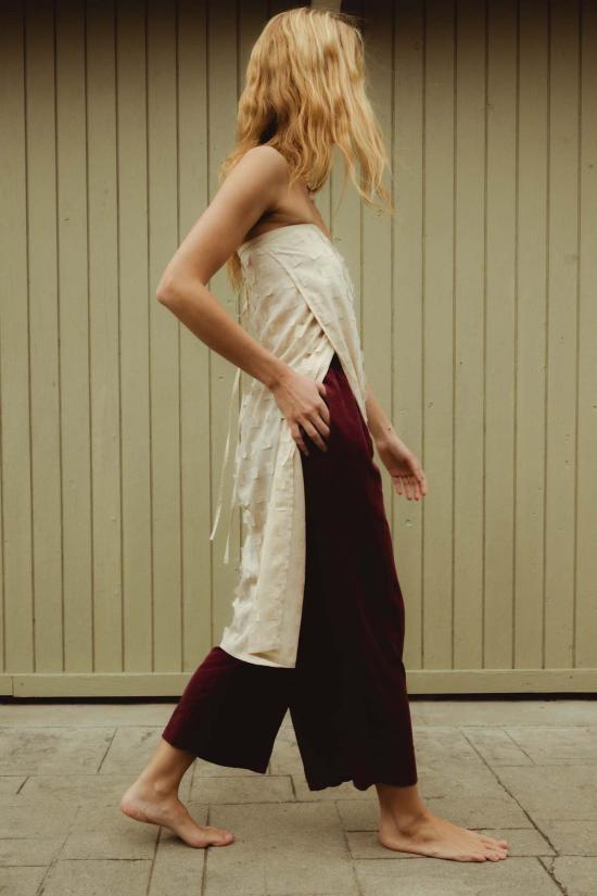  아쥬르 롱 스커트 아주르 무가 실크 오프컷 랩 - AZUR