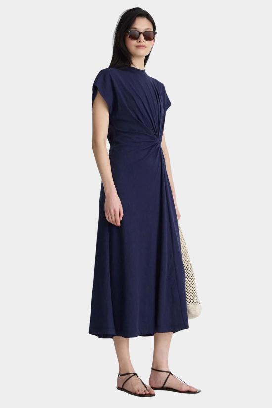  어피스 어파트 롱 원피스 Apiece Apart Volta Twist Dress Navy - APIECE APART