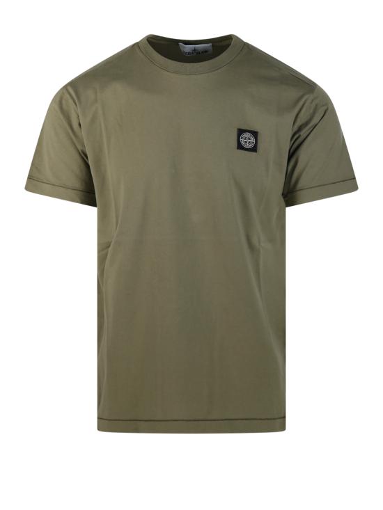 26SS 스톤 아일랜드 60/2 컴퍼스 패치 코튼 저지 슬림 핏 티셔츠 S152100027 S0013 V005G MILITARY GREEN