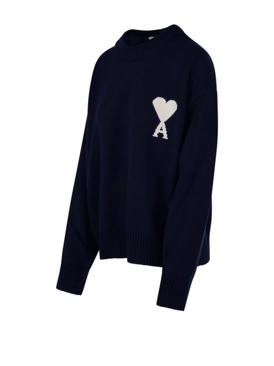 26SS 아미 ADC 울 & 코튼 크루넥 하트 스웨터 UKS859 KN0156 A116 INK ECRU - AMI