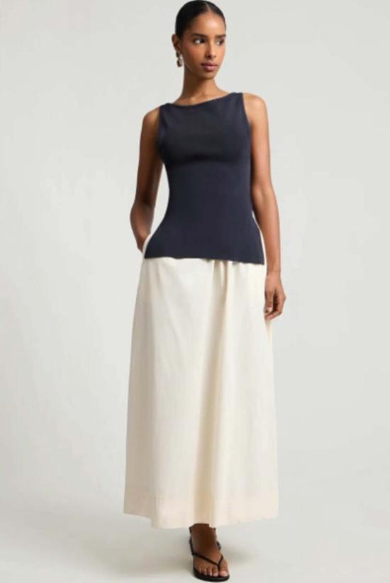  Onia 롱 원피스 오니아 보트넥 믹스 미디어 드레스 - ONIA