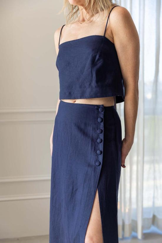  Onia 롱 스커트 오니아 하이 슬릿 맥시  네이비 - ONIA