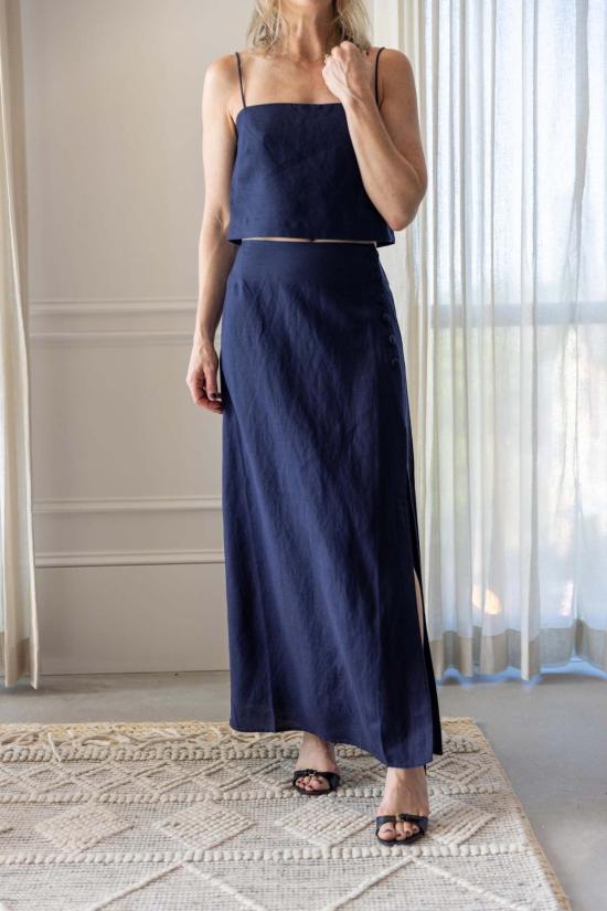  Onia 롱 스커트 오니아 하이 슬릿 맥시  네이비 - ONIA