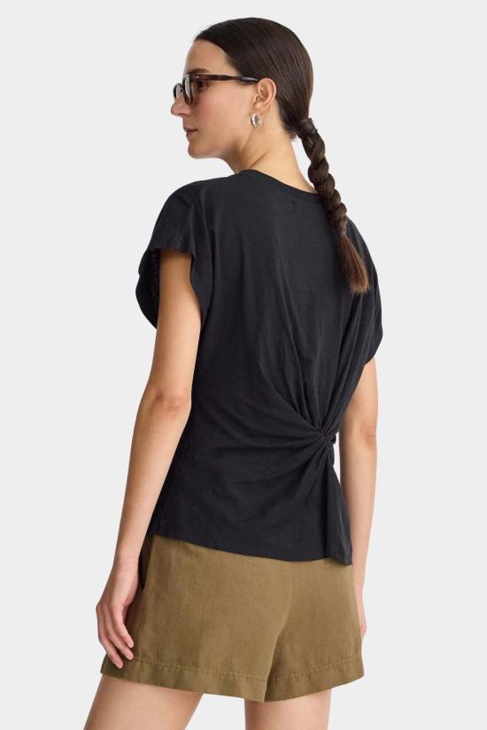  어피스 어파트 반팔 티셔츠 Apiece Apart Volta Twist Top Black - APIECE APART