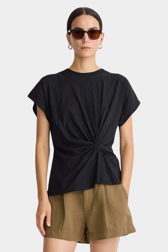  어피스 어파트 반팔 티셔츠 Apiece Apart Volta Twist Top Black