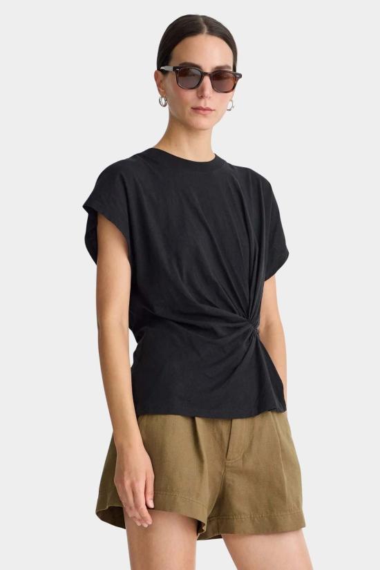  어피스 어파트 반팔 티셔츠 Apiece Apart Volta Twist Top Black - APIECE APART