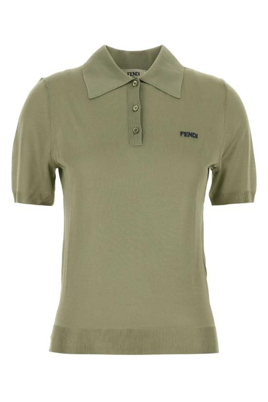 26SS 펜디 샤이니 비스코스 폴로 셔츠 FZXE82AW4V F1UKL Green
