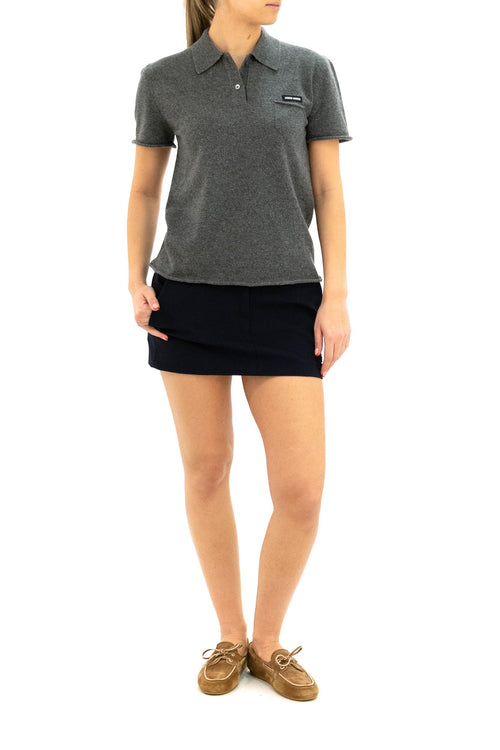 26SS 미우미우 폴로 티셔츠 MML01V 19DJ F0480 SLATE GRAY DOM - MIU MIU