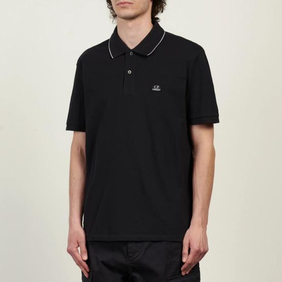 26SS 씨피 컴퍼니 스트레치 피케 스트라이프 칼라 반소매 폴로 셔츠 RCCMPL722A 005263W 888 TOTAL ECLIPSE DOM - C.P. COMPANY