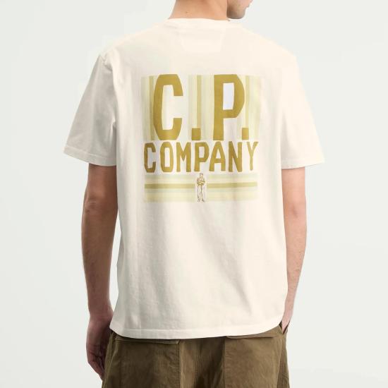 26SS 씨피 컴퍼니 30/1 Pd 저지 숏슬리브 티셔츠 20CMTS174A 110579W 103 GAUZE WHITE DOM - C.P. COMPANY