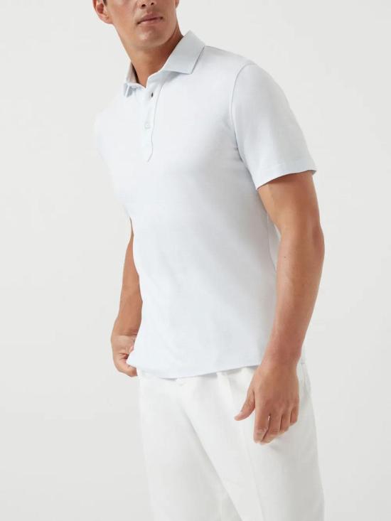 25SS 브루넬로 쿠치넬리 폴로 티셔츠 MW8623936C2567 Blue - BRUNELLO CUCINELLI