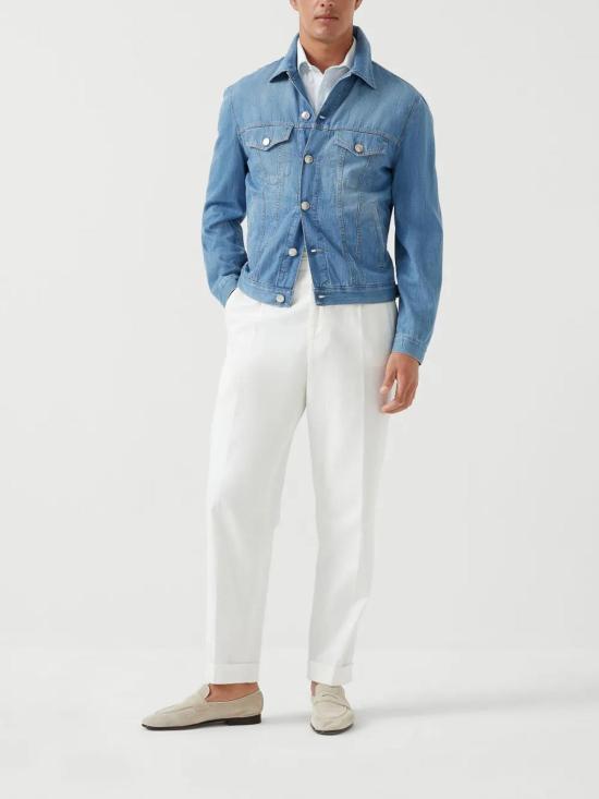 25SS 브루넬로 쿠치넬리 폴로 티셔츠 MW8623936C2567 Blue - BRUNELLO CUCINELLI