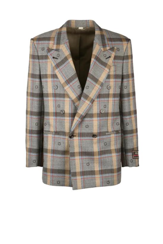  구찌 자켓 더블 브레스트 울 재킷 - 브라운