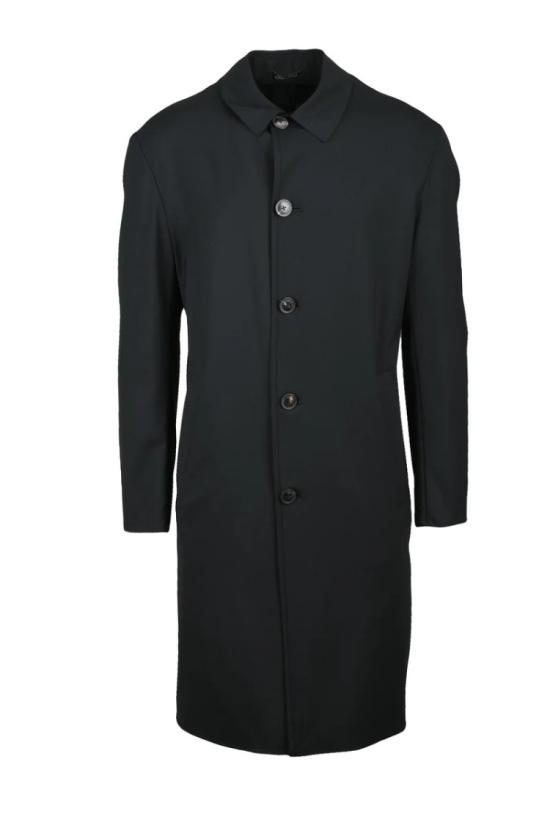  엠포리오 아르마니 자켓 울/엘라스테인 혼방 오버코트 - 블랙