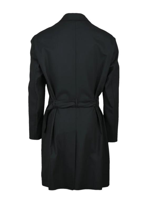  엠포리오 아르마니 자켓 울/엘라스테인 혼방 오버코트 - 블랙 - EMPORIO ARMANI