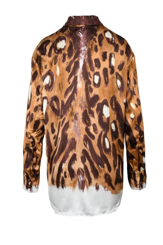  마르니 탑 비스코스 오버셔츠 - 브라운/베이지 - MARNI