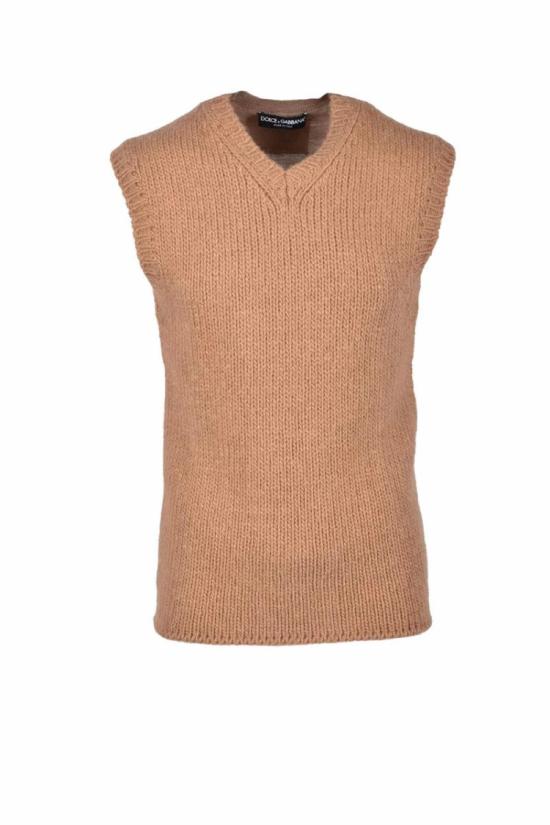  돌체앤가바나 니트 베스트 남성용 스웨터 - 베이지색