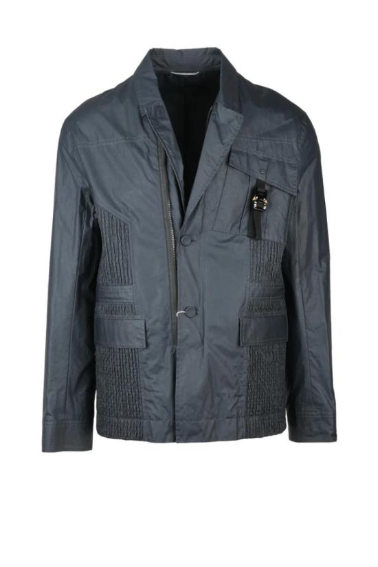  디올 자켓 왁스 코팅 면 코트 - 블루
