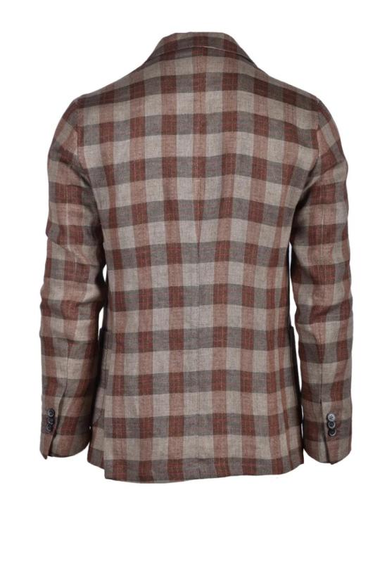  Laboratori Italiani 자켓 체크무늬 갈색 린넨 재킷 - OTHER BRANDS