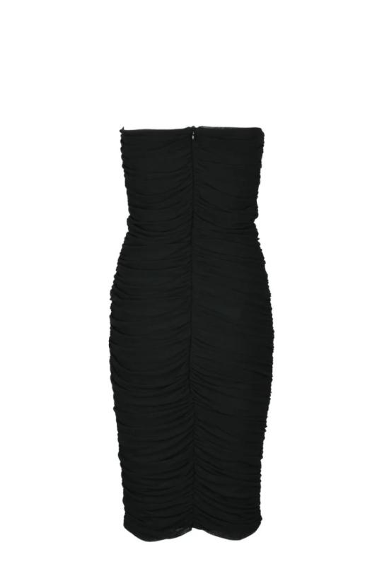  액츄얼리 미디 원피스 드레이프 드레스 - 블랙 - ACTUALEE