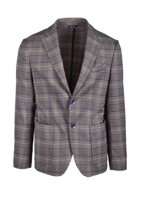  Domenico Tagliente 자켓 폴리에스터, 면, 비스코스, 엘라스테인 혼방 재킷 - 갈색/파란색