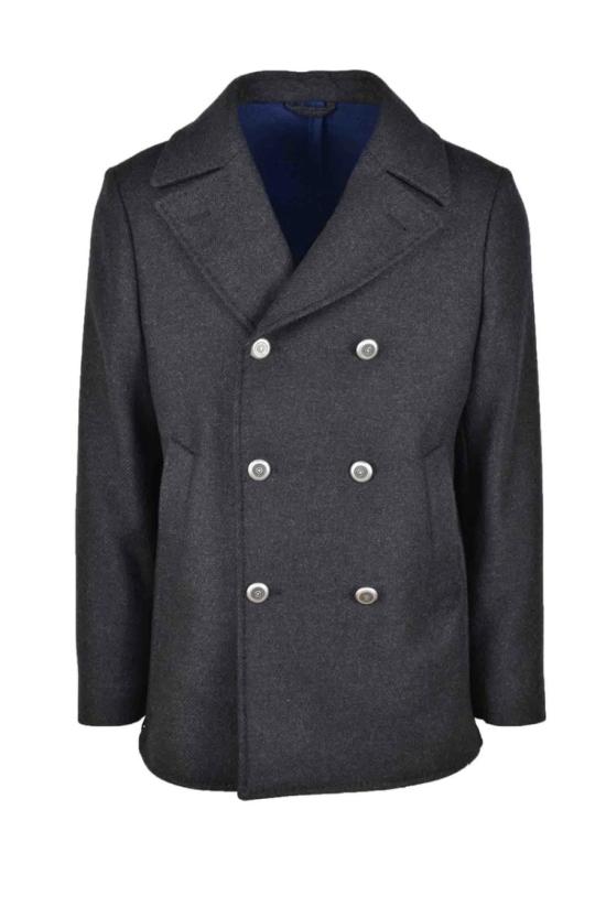  Giampaolo 자켓 더블 브레스트 코트 - 블랙/그레이