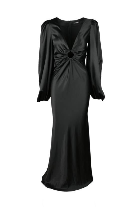  액츄얼리 롱 원피스 폴리에스터 드레스 - 블랙