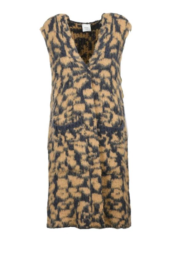  알리지 자켓 알파카 울 베스트 - 그레이/브라운