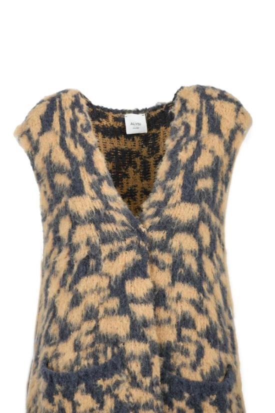  알리지 자켓 알파카 울 베스트 - 그레이/브라운 - ALYSI