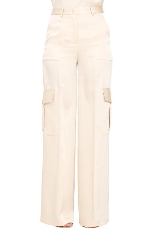  시모나 코르셀리니 스트레이트 팬츠 폴리에스터 바지 - 베이지색