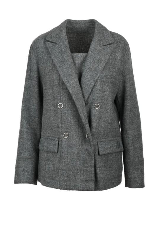  엠포리오 아르마니 자켓 아크릴 울 소재의 더블 브레스트 재킷 - 그레이