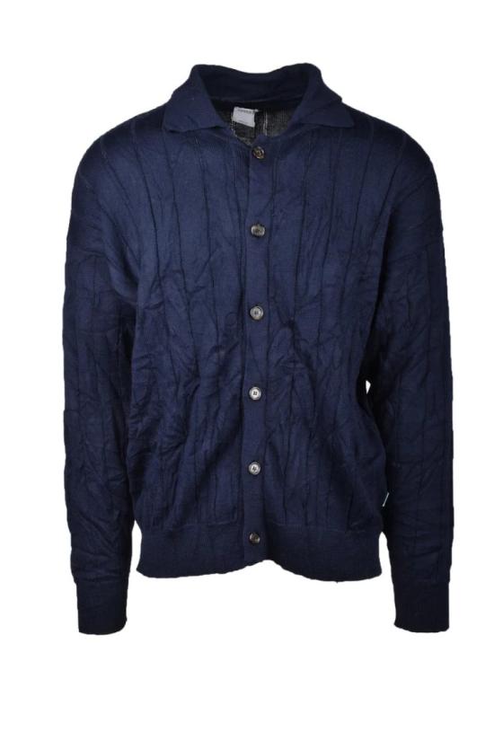  코버트 자켓 메리노 울 가디건 - 블루