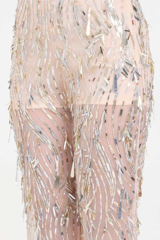  시모나 코르셀리니 스트레이트 팬츠 폴리아미드 소재 바지 - 실버/베이지 - SIMONA CORSELLINI