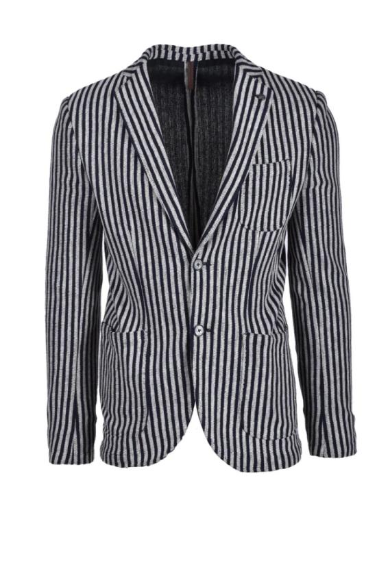  Laboratori Italiani 자켓 맞춤 제작된 파란색과 베이지색 줄무늬 재킷