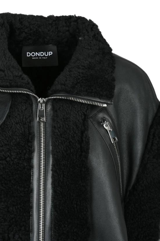  돈답 자켓 양털 가죽 조끼 - 블랙 - DONDUP