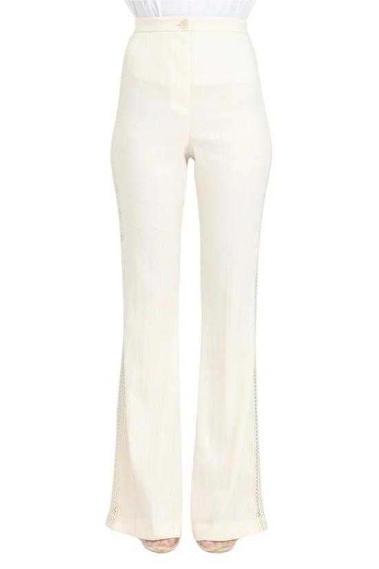  파트리지아페페 스트레이트 팬츠 린넨 폴리아미드 소재의 크림색 바지