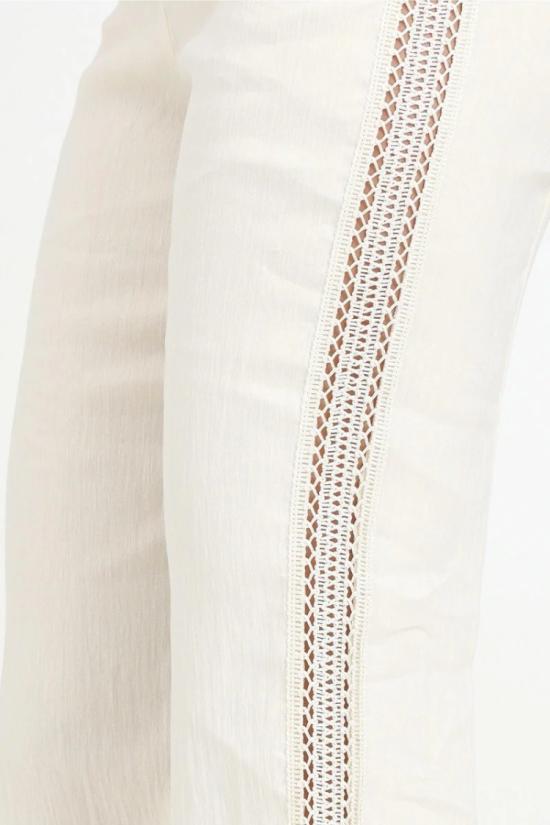  파트리지아페페 스트레이트 팬츠 린넨 폴리아미드 소재의 크림색 바지 - PATRIZIA PEPE