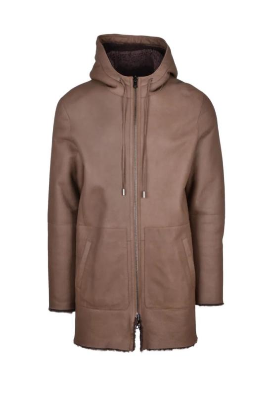  데사 자켓 양털 코트 - 갈색