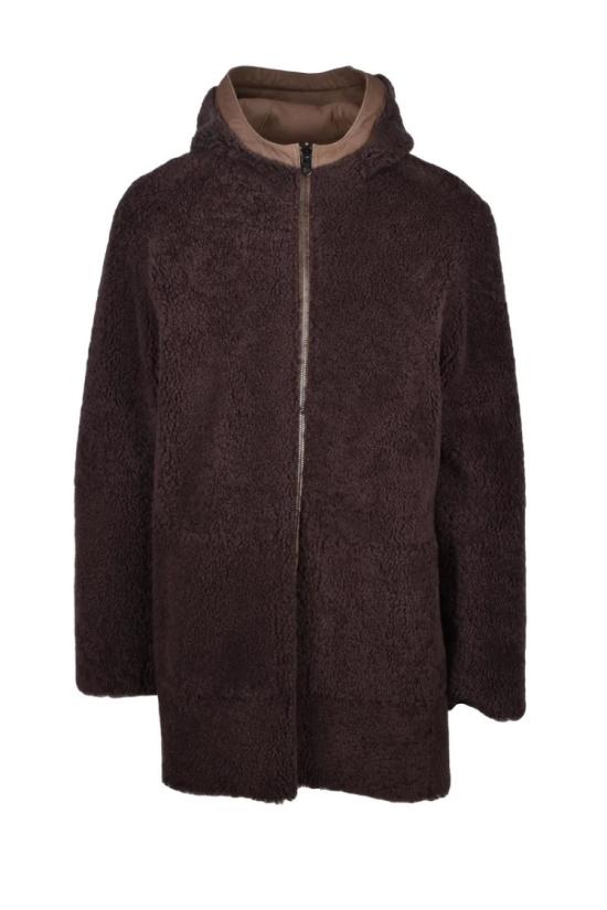  데사 자켓 양털 코트 - 갈색 - DESA