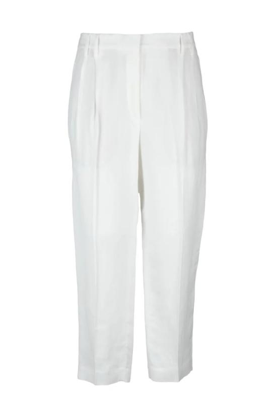  브루넬로 쿠치넬리 스트레이트 팬츠 비스코스-린넨 혼방 소재의 맞춤형 화이트